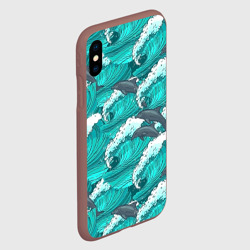Чехол для iPhone XS Max матовый Дельфины - фото 2