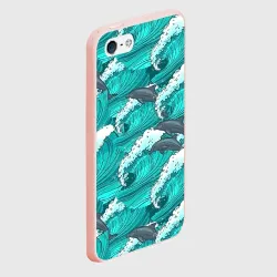 Чехол для iPhone 5/5S матовый Дельфины - фото 2