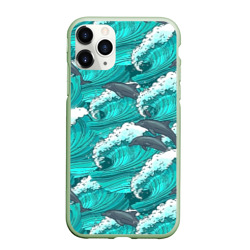 Чехол для iPhone 11 Pro матовый Дельфины