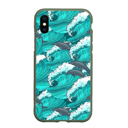 Чехол для iPhone XS Max матовый Дельфины