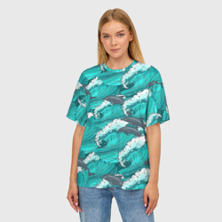 Женская футболка oversize 3D Дельфины - фото 2