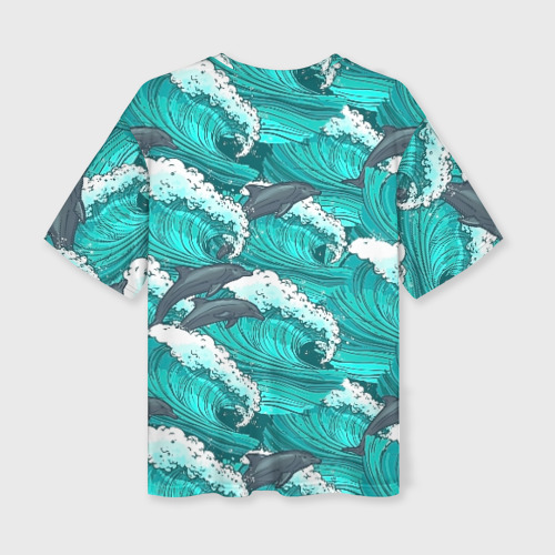 Женская футболка oversize 3D Дельфины, цвет 3D печать - фото 2