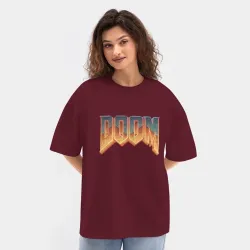Женская футболка Oversize хлопок texturе Doom - фото 2