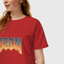 Женская футболка хлопок Oversize Doom - фото 2