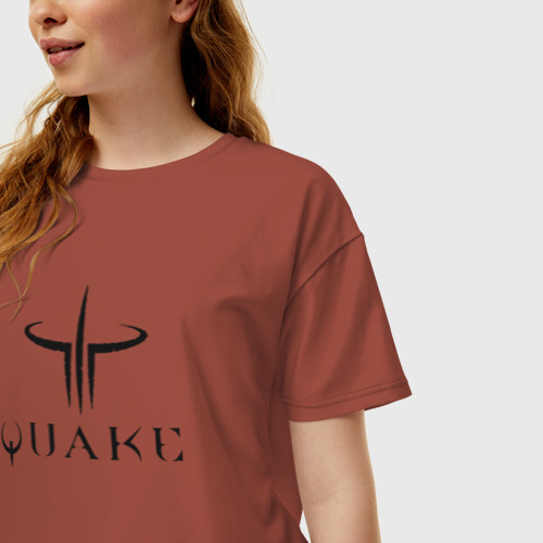 Женская футболка хлопок Oversize Quake, цвет кирпичный - фото 3
