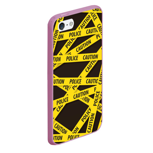 Чехол для iPhone 5/5S матовый Police Caution, цвет розовый - фото 3