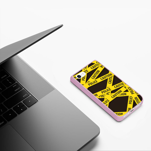 Чехол для iPhone 5/5S матовый Police Caution, цвет розовый - фото 5