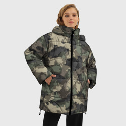 Женская зимняя куртка Oversize Камуфляж с толстыми котами - фото 2