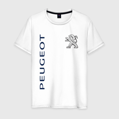 Мужская футболка из хлопка с принтом Peugeot, вид спереди №1
