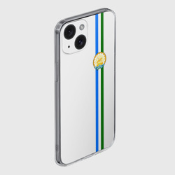 Чехол для iPhone 15 силиконовый с защитой камеры Башкортостан герб на груди слева - фото 2