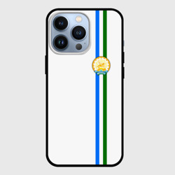 Чехол для iPhone 13 Pro Башкортостан герб на груди слева