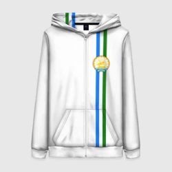 Женская толстовка 3D на молнии Башкортостан герб на груди слева