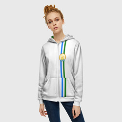 Женская толстовка 3D на молнии Башкортостан герб на груди слева - фото 2