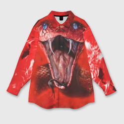 Женская рубашка oversize 3D Red Snake