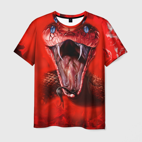 Мужская футболка с принтом Red Snake, вид спереди №1