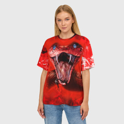 Женская футболка oversize 3D Red Snake - фото 2