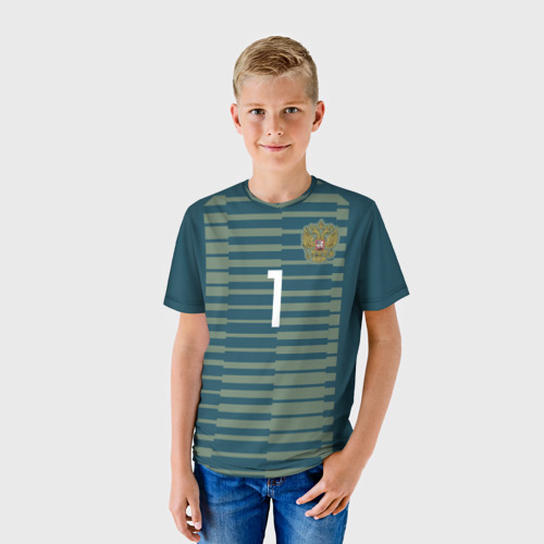 Детская футболка 3D с принтом Акинфеев ЧМ 2018, фото на моделе #1