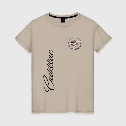 Женская футболка хлопок с принтом Cadillac, вид спереди #2