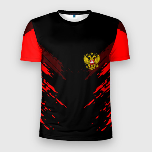 Мужская футболка 3D Slim Russia-sport collection RED, цвет 3D печать