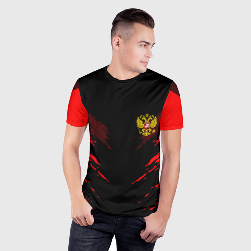 Мужская футболка 3D Slim Russia-sport collection RED, цвет 3D печать - фото 3