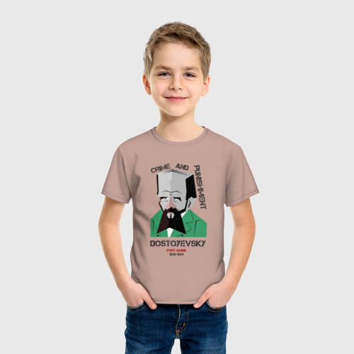 Детская футболка хлопок Достоевский, цвет пыльно-розовый - фото 3
