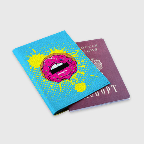 Обложка для паспорта матовая кожа Donut lips, цвет желтый - фото 3