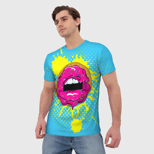 Мужская футболка 3D Donut lips, цвет 3D печать - фото 3