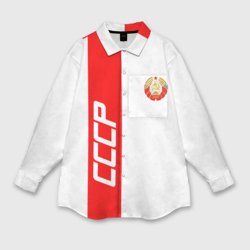Мужская рубашка oversize 3D СССР-white collection, цвет белый