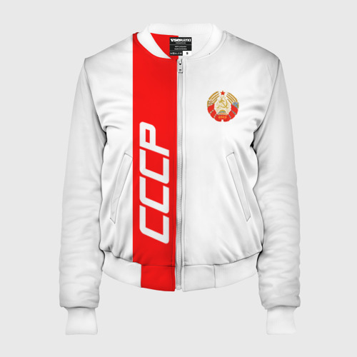 Женский бомбер 3D СССР-white collection Фото 01 Женский бомбер 3D СССР-white collection Фото 01