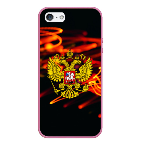 Чехол для iPhone 5/5S матовый Russia, цвет малиновый