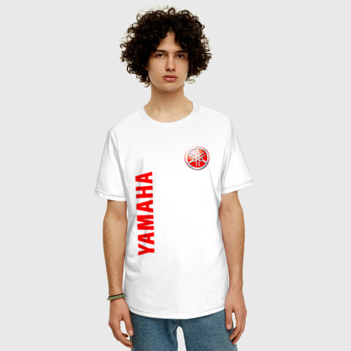 Мужская футболка хлопок Oversize с принтом Yamaha, фото на моделе #1
