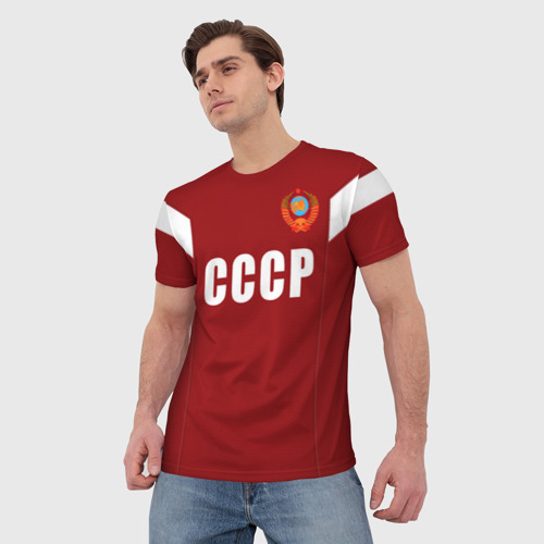 Мужская футболка 3D с принтом Лев Яшин ретро #2, фото на моделе #1
