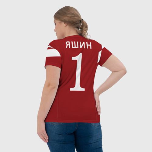 Женская футболка 3D с принтом Лев Яшин ретро #2, вид сзади #2