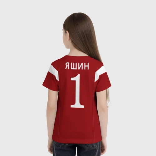 Детская футболка 3D с принтом Лев Яшин ретро #2, вид сзади #2