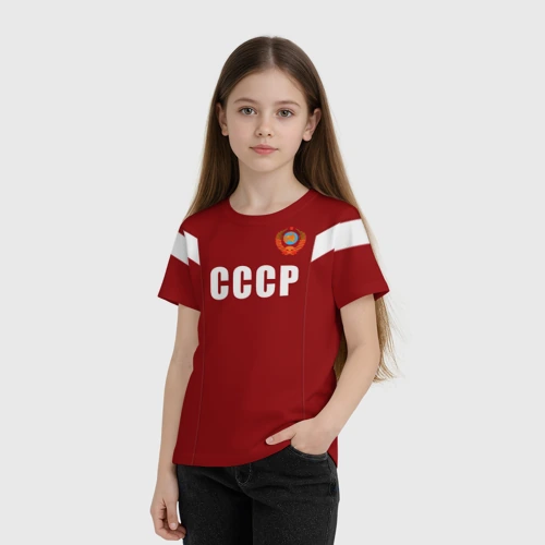 Детская футболка 3D с принтом Лев Яшин ретро #2, фото на моделе #1