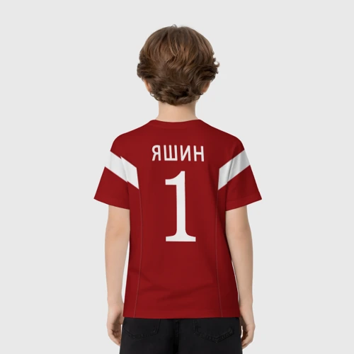 Детская футболка 3D с принтом Лев Яшин ретро #2, вид сзади #2