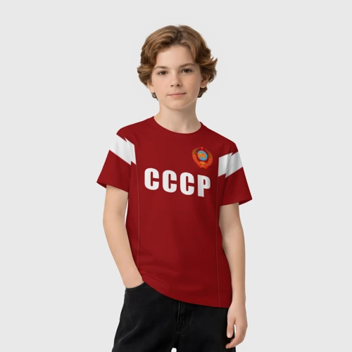 Детская футболка 3D с принтом Лев Яшин ретро #2, вид сбоку #3