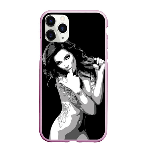 Чехол для iPhone 11 Pro Max матовый Trap girl , цвет розовый