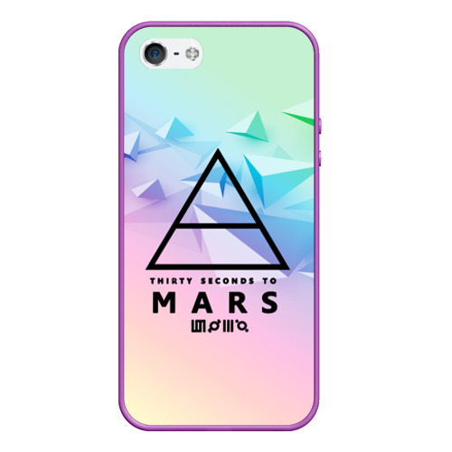 Чехол для iPhone 5/5S матовый 30 Seconds to Mars, цвет фиолетовый