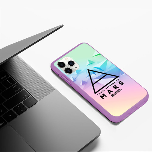 Чехол для iPhone 11 Pro Max матовый 30 Seconds to Mars, цвет фиолетовый - фото 5