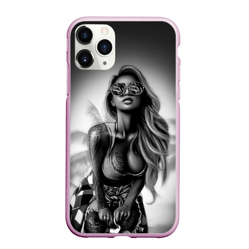 Чехол для iPhone 11 Pro Max матовый Trap girl, цвет розовый