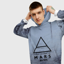 Толстовка с принтом 30 Seconds to Mars для мужчины, вид на модели спереди №3. Цвет основы: белый
