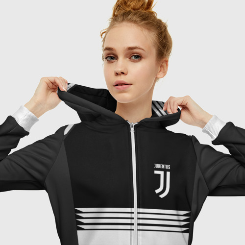 Женская толстовка 3D на молнии JUVENTUS SPORT  , цвет белый - фото 5