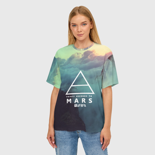 Женская футболка oversize 3D 30 Seconds to Mars, цвет 3D печать - фото 3