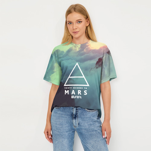 Женская футболка oversize 3D 30 Seconds to Mars, цвет 3D печать - фото 5