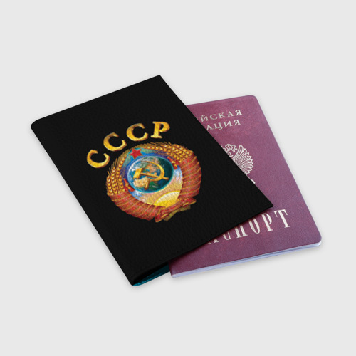 Обложка для паспорта матовая кожа Советский Союз, цвет голубой - фото 3