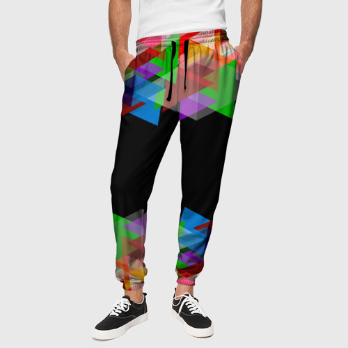 Мужские брюки 3D Калейдоскоп чёрный, цвет 3D печать - фото 4