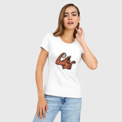 Женская футболка хлопок Slim Медведь с мячом - фото 2