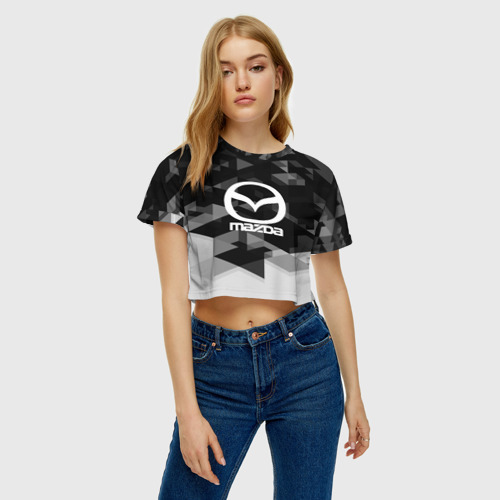 Женская футболка Crop-top 3D Mazda sport geometry, цвет 3D печать - фото 3