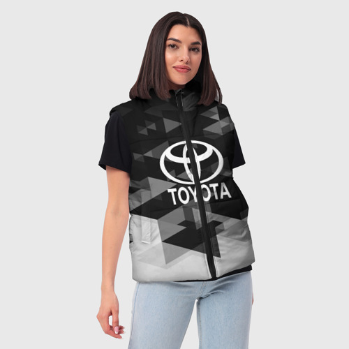 Женский жилет утепленный 3D Toyota sport geometry, цвет светло-серый - фото 3